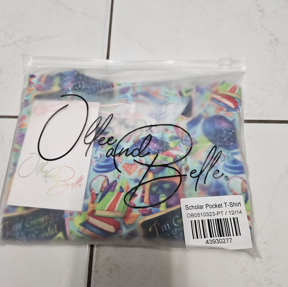 Ollee and Belle Scholar pocket t 12-14